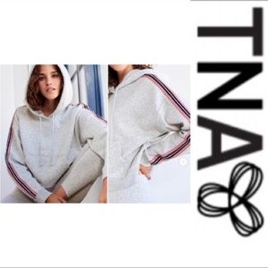 ARITZIA TNA The Iconic Hoodie Cropped Hoodie with side stripe - Grey